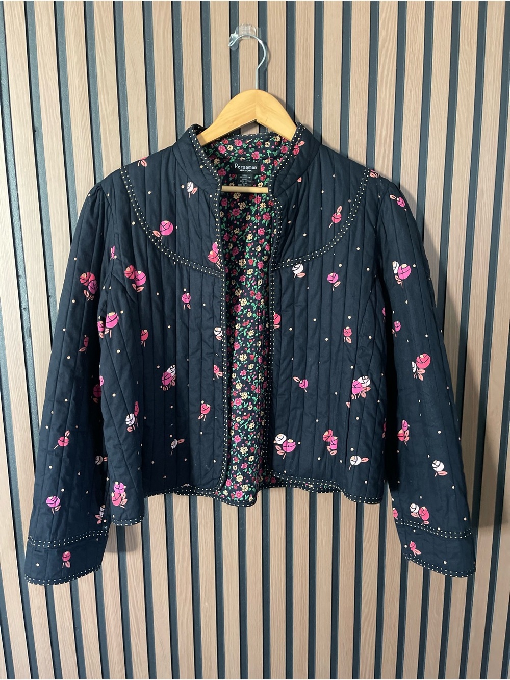 Persaman Floral Quilted Jacket Cotton Cottage Core Preppy Wrstern Chic Womens S
